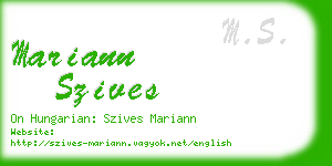 mariann szives business card